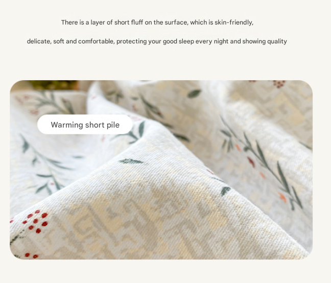 Striped Checkered Pattern Thick Brushed Cotton 4-Piece Bed Sheet Set 1.5m Bed - Fits 200x230cm Duvet