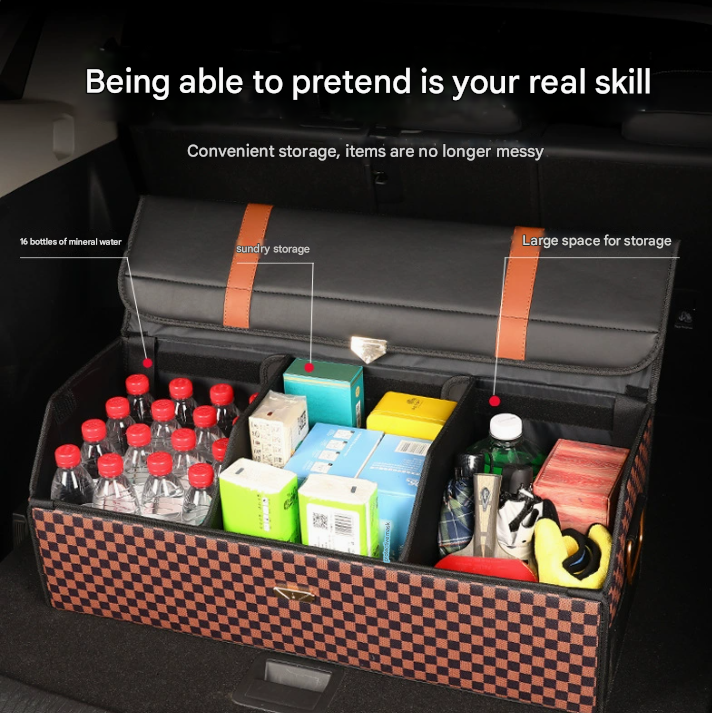 Medium Sized Sporty and Stylish Foldable Car Trunk Storage Box - Large Capacity Insertable Rear Organizer