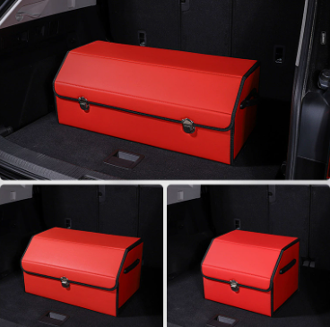 Extra Large Red Foldable Car Trunk Storage Box - Large Capacity Insertable Rear Organizer