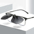 Black-grey 2-Piece Flip-Up Sunglasses Clip-On Set for Glasses - UV-Protective Square Polarized Lenses for Driving
