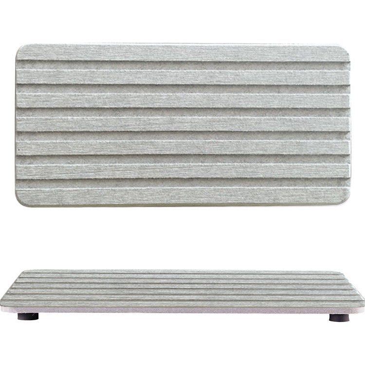 6 Slotted Medium Grey 2-Piece Rectangular Diatomaceous Earth Coaster Set - Absorbent Grooved Mat for Sink and Bathroom