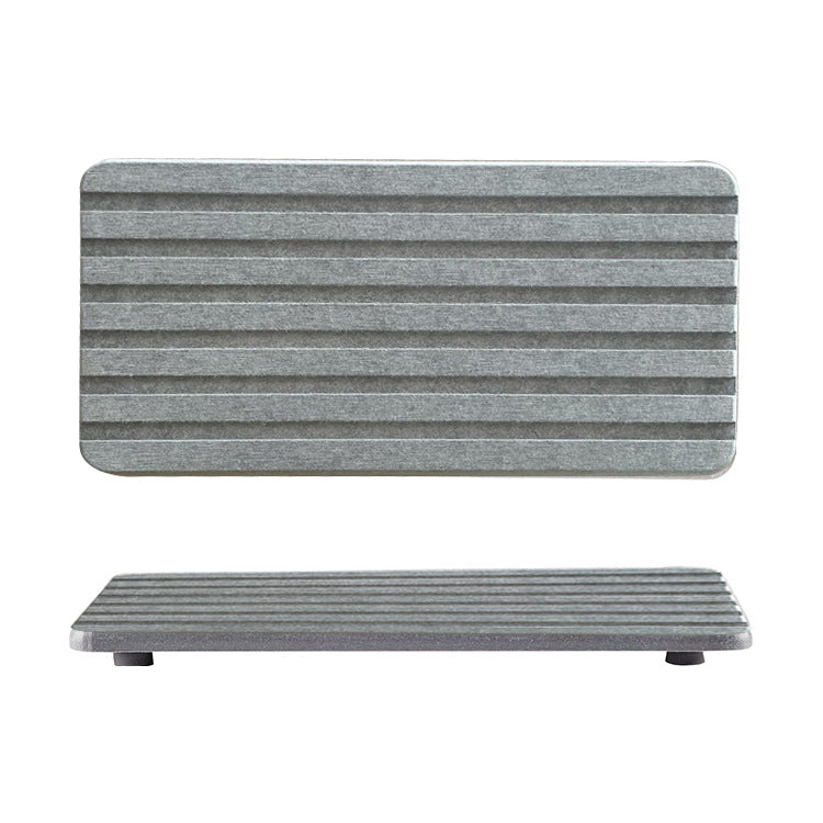 6 Slotted Dark Grey 2-Piece Rectangular Diatomaceous Earth Coaster Set - Absorbent Grooved Mat for Sink and Bathroom