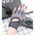 S Grey 2-PCS Women's Half-Finger Fitness Gloves - Anti-Slip Breathable Gloves for Yoga, Spin Bike, and Weight Training
