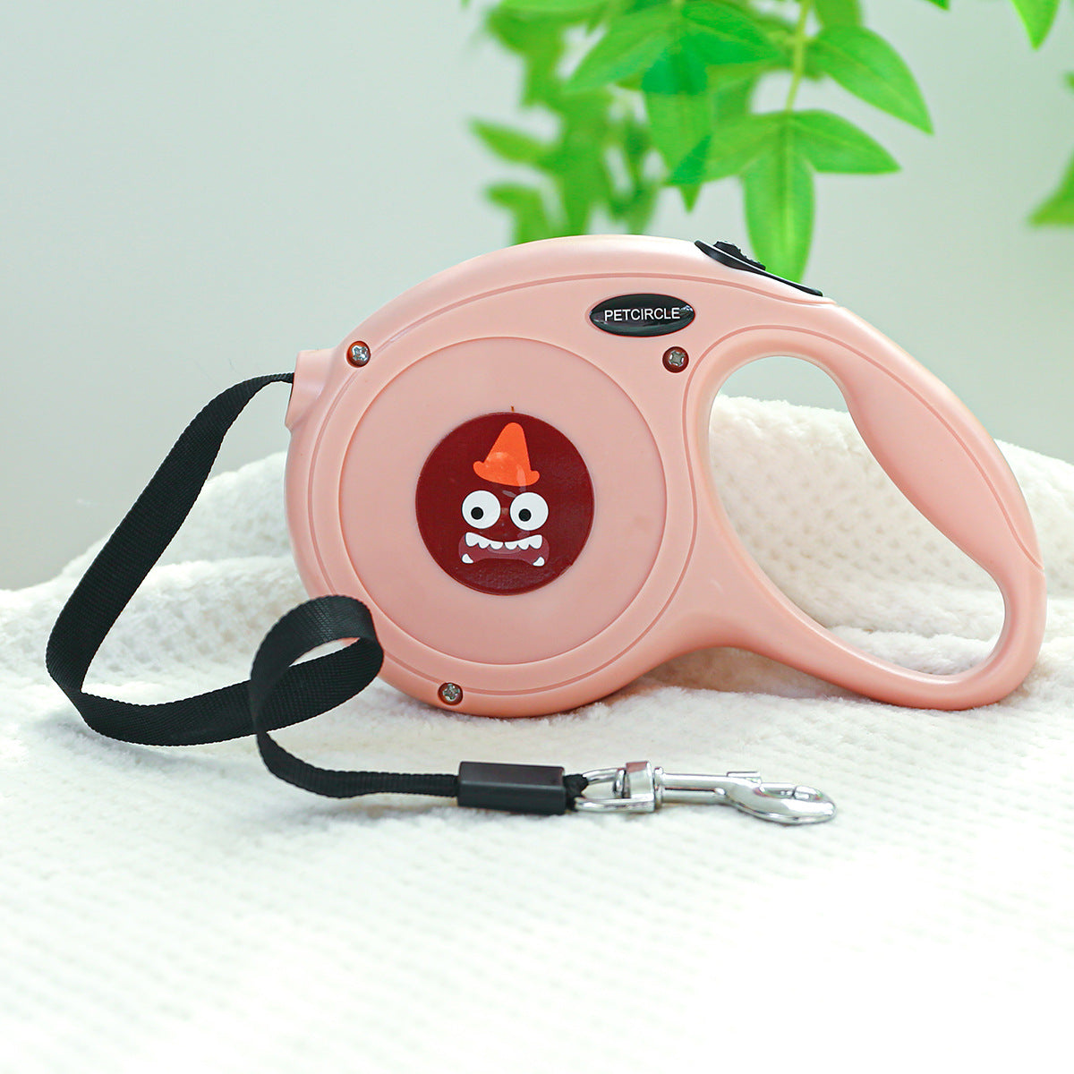 Pink Monster 5m Cartoon Retractable Dog Leash for Golden Retriever & Poodle Puppies - Durable, Tangle-Free Pet Walking Essential