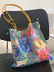 Chic 33x31cm Canvas Tote Bag with Vibrant Floral Design - Casual Shoulder Bag for Everyday Style