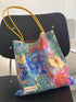 Chic 33x31cm Canvas Tote Bag with Vibrant Floral Design - Casual Shoulder Bag for Everyday Style