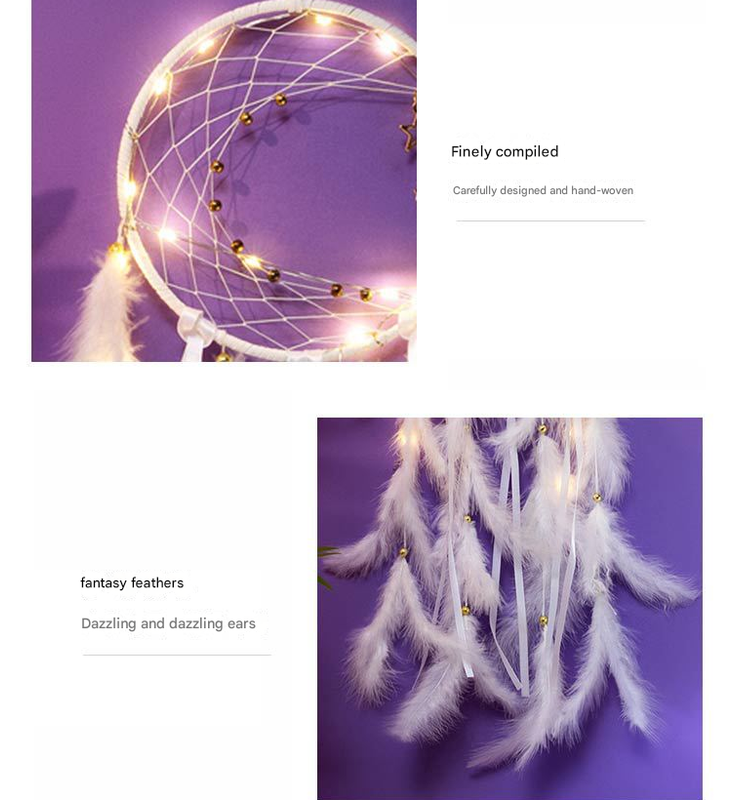 Light Yellow 2 PCS Mystic Moon Dreamcatcher Wind Chime Pendant - Elegant Lunar Design with Soothing Tones