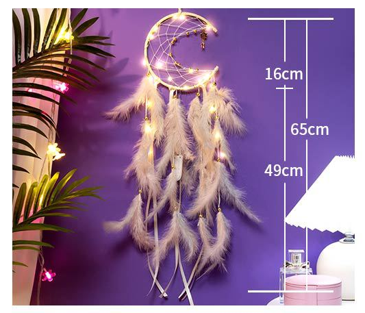 Multicolor With light 2 PCS Mystic Moon Dreamcatcher Wind Chime Pendant - Elegant Lunar Design with Soothing Tones