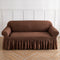 Light Coffee Single Sofa Bubble Gauze Sofa Cover with Skirt - Full Elastic Dustproof Single Seater 90-140cm