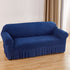 Navy Blue Single Sofa Bubble Gauze Sofa Cover with Skirt - Full Elastic Dustproof Single Seater 90-140cm