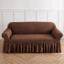Light Coffee Double Sofa Bubble Gauze Sofa Cover with Skirt - Full Elastic Dustproof Double Seater 145-185cm