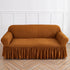 Mustard Yellow Three-person Sofa Bubble Gauze Sofa Cover with Skirt - Full Elastic Dustproof Three-person Seater 190-230cm