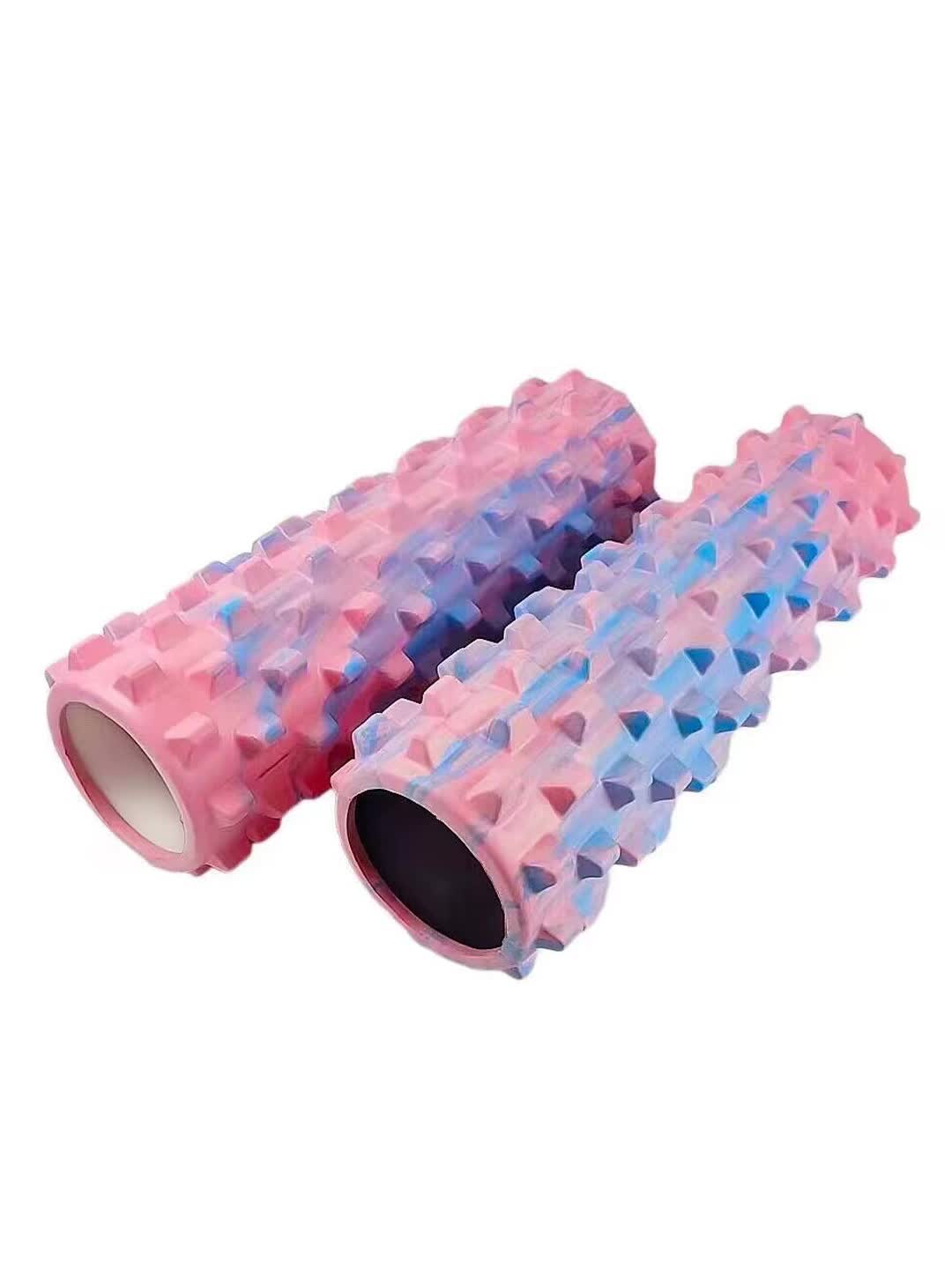 Black Solid Yoga Foam Roller 45cm -Colorful Wolf Tooth Design Muscle Relaxation Massage Stick for Fitness and Sports