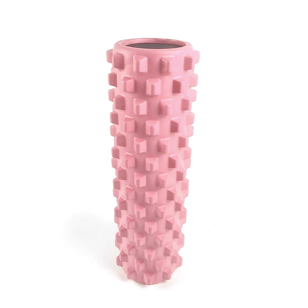 Pink Solid Yoga Foam Roller 45cm - Colorful Wolf Tooth Design Muscle Relaxation Massage Stick for Fitness and Sports