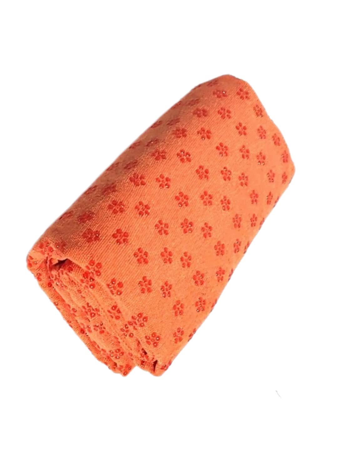 Orange color Plum Blossom Yoga Towel Mat - Absorbent, Thick, Non-Slip, Portable Fitness Blanket for Home Use 183*63CM