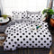 Black Polka Dot Premium Three-Piece Bedding Set - Comfortable Polyester with Adjustable Corner Straps (Quilt Cover 200*230CM + Pillowcase 51*76CM*2)