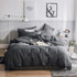 Black Stripes Three-Piece Bedding Set - Comfortable Polyester with Adjustable Corner Straps Quilt Cover 230*230CM + Pillowcase 51*76CM*2