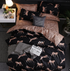 Black leopard print Three-Piece Bedding Set - Comfortable Polyester with Adjustable Corner Straps Quilt Cover 200*230CM + Pillowcase 51*76CM*2