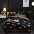 Black leopard print Three-Piece Bedding Set - Comfortable Polyester with Adjustable Corner Straps Quilt Cover 200*230CM + Pillowcase 51*76CM*2