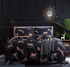 Black leopard print Three-Piece Bedding Set - Comfortable Polyester with Adjustable Corner Straps Quilt Cover 200*230CM + Pillowcase 51*76CM*2