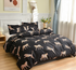 Black leopard print Three-Piece Bedding Set - Comfortable Polyester with Adjustable Corner Straps Quilt Cover 200*230CM + Pillowcase 51*76CM*2