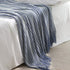 Blue Cozy Knit Throw Blanket with Fringe – Stylish Striped  Bed End Cover, 127x170cm
