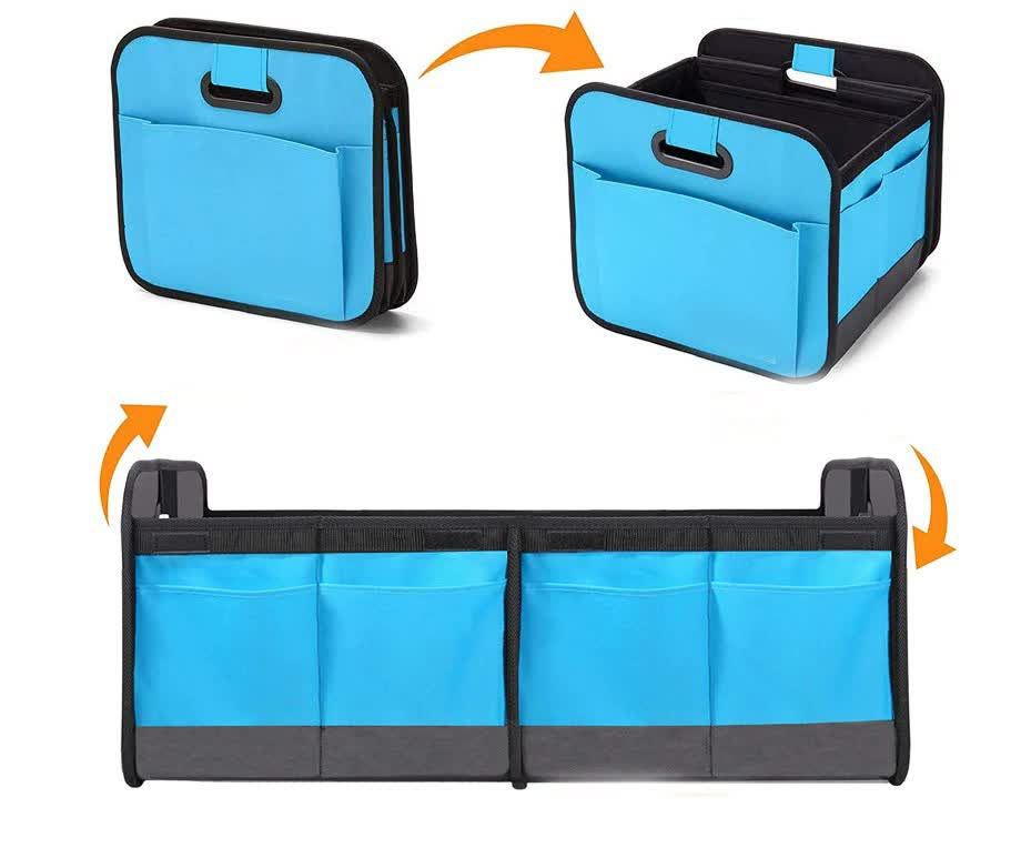 Foldable Fabric Car Trunk Organizer - Collapsible Storage Box for Vehicle Organization 60x37x31cm