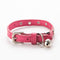 3 pcs Rose red Stylish PU Leather Pet Collar - Anti-Loss, Puppy Bell, Star & Moon Design Width 1.2cm Total Length 35cm