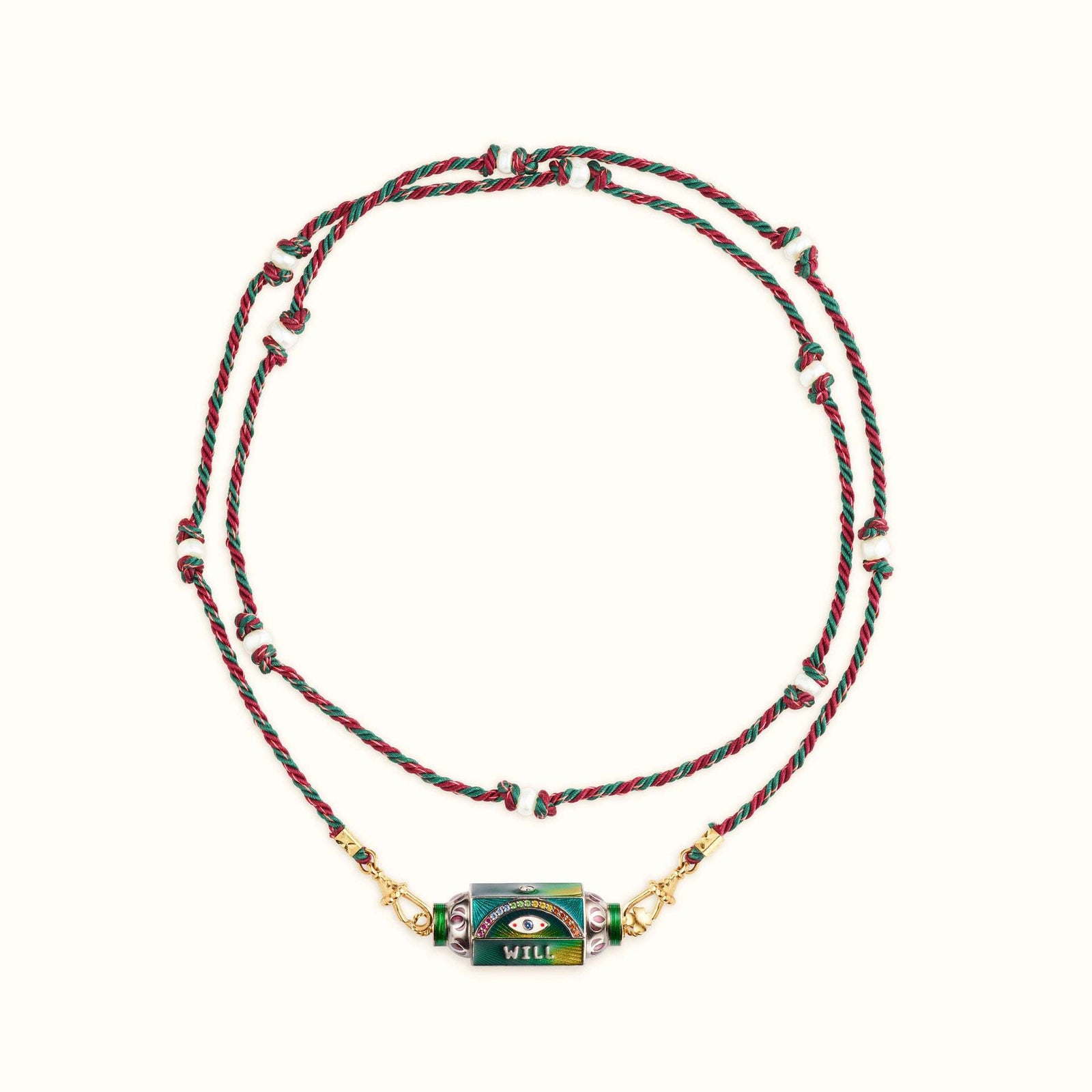 Mystical Tarot Charm Necklace - Boho Pendant(Green eye pattern)