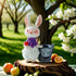 Purple Bunny with Bucket Whimsical Bunny Garden Decor - Easter Flower Pot Statue
