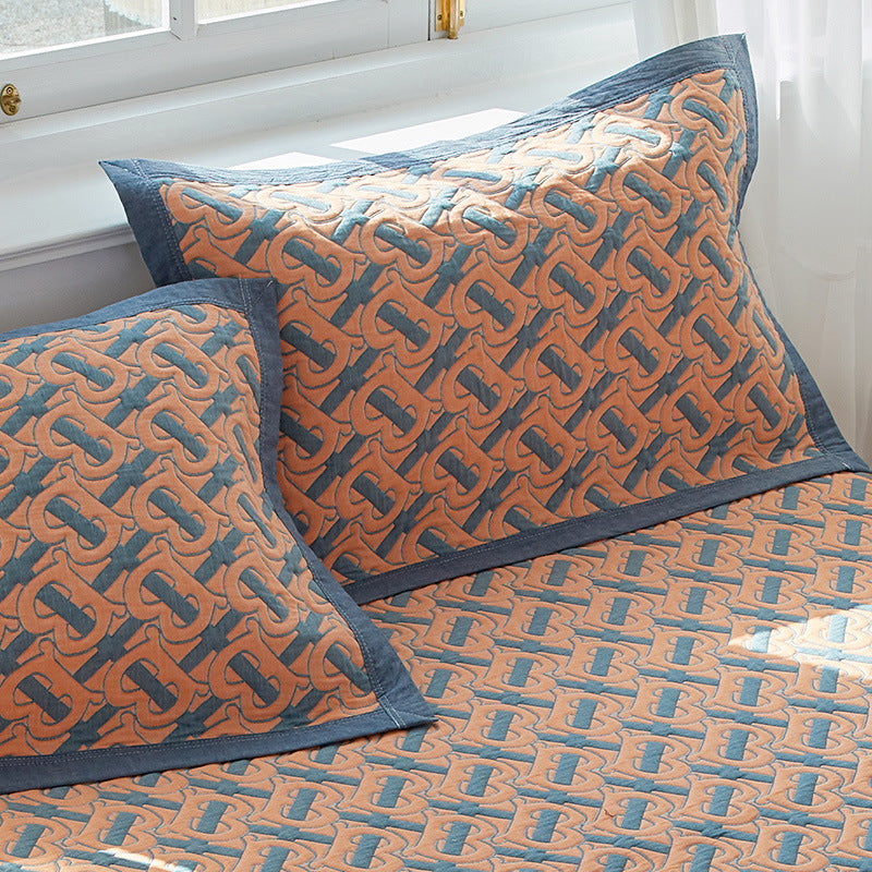 Orange letters Soft Cotton Gauze Pillowcase Set - Breathable, Non-slip, Extra Large Pillow Core Not Included56x80cm