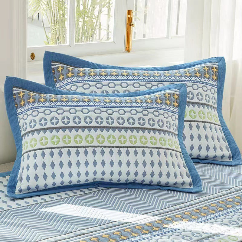 Blue rhombus Soft Cotton Gauze Pillowcase Set - Breathable, Non-slip, Extra Large Pillow Core Not Included56x80cm