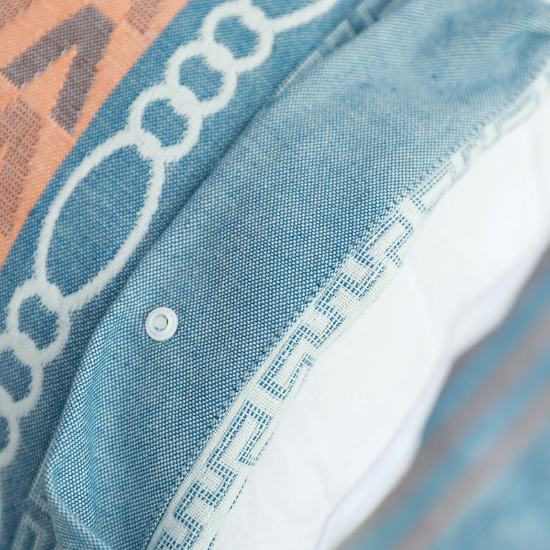 Pink Prism Snap-On Cotton Gauze Pillowcase Set - Full Coverage, Non-Slip, Easy Closure One pair without pillow core