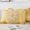 Pair of Yellow Circular Pattern Tied Cotton Gauze Pillow Cover - Secure Fit, Premium Comfort Insert Not Included