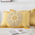 Pair of Yellow Circular Pattern Tied Cotton Gauze Pillow Cover - Secure Fit, Premium Comfort Insert Not Included
