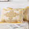 Pair of Yellow pattern Tied Cotton Gauze Pillow Cover - Secure Fit, Premium Comfort Insert Not Included