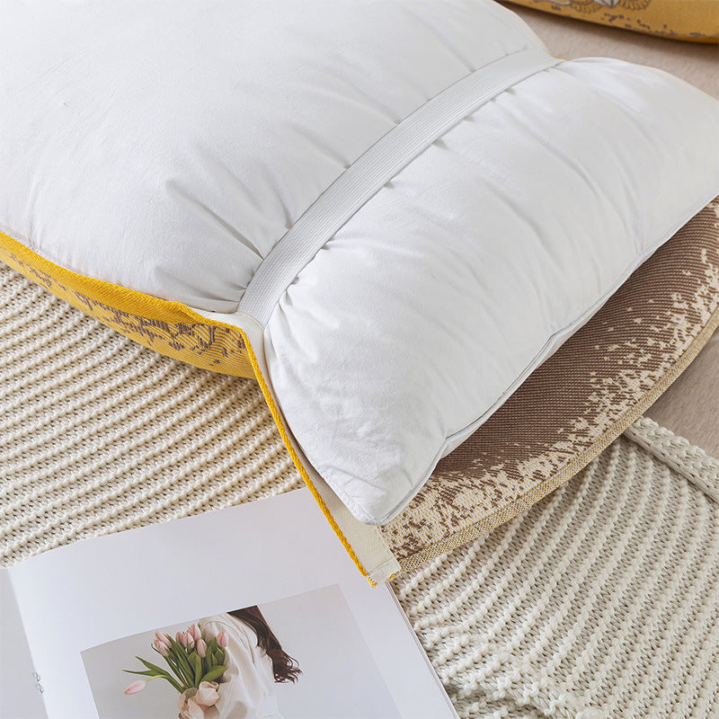 Pair of Yellow pattern Tied Cotton Gauze Pillow Cover - Secure Fit, Premium Comfort Insert Not Included