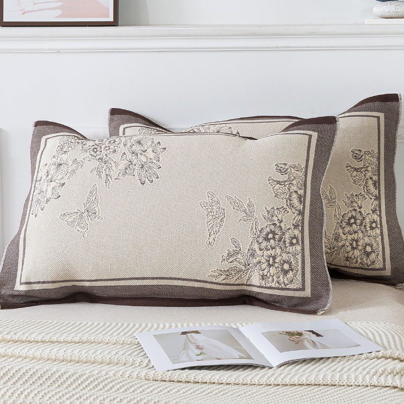Pair of Butterfly pattern Tied Cotton Gauze Pillow Cover - Secure Fit, Premium Comfort Insert Not Included