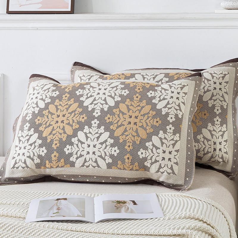 Pair of Adjacent flower room Tied Cotton Gauze Pillow Cover - Secure Fit, Premium Comfort Insert Not Included
