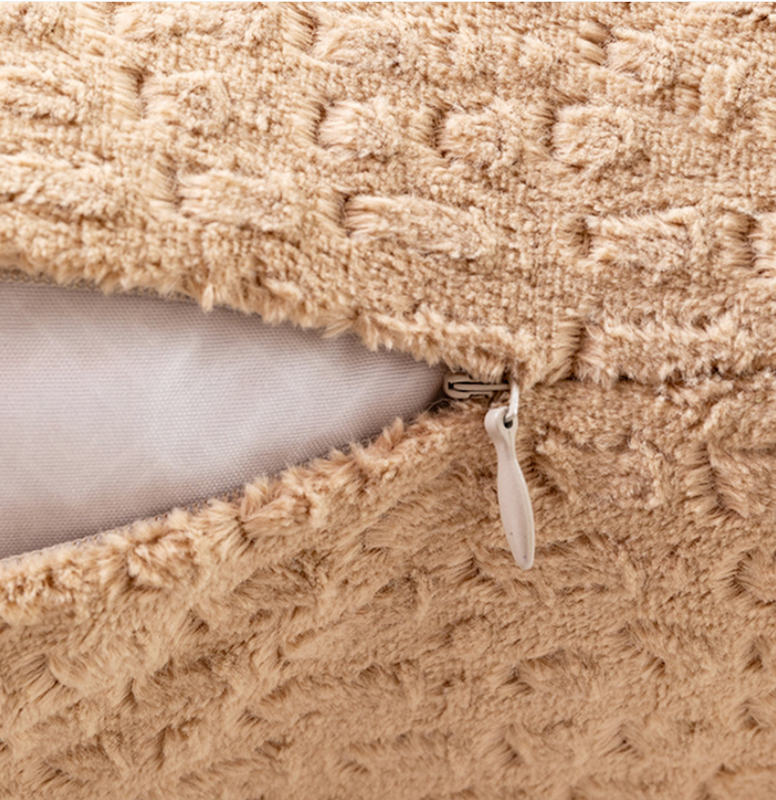 Milk tea yellow Set of 2 Textured Velvet Throw Pillow Covers with Tassels - Decorative Square Cushions 45*45cm