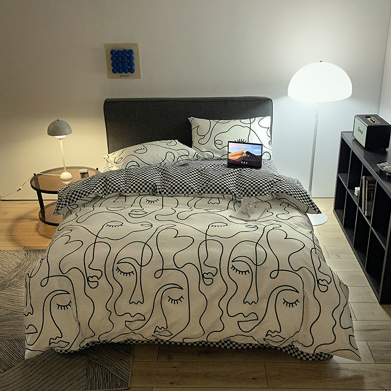 White graffiti Duvet Cover - 3 Piece Bedding Set with Corner TiesQuilt cover 230cm x 230cm, pillowcase 51 x 92cm