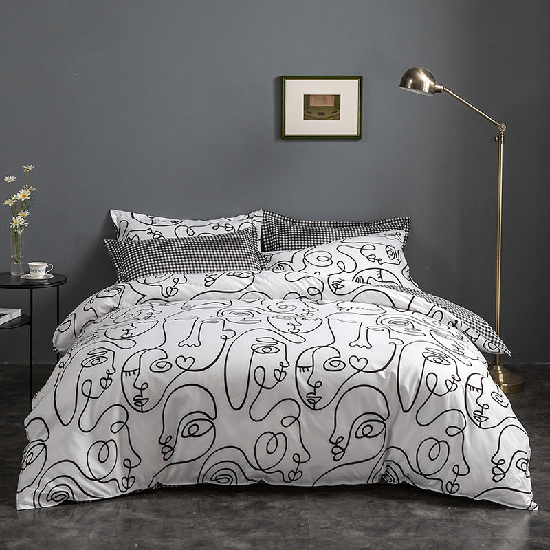 White graffiti Duvet Cover - 3 Piece Bedding Set with Corner TiesQuilt cover 230cm x 265cm, pillowcase 51 x 92cm