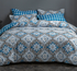 Blue Floral Duvet Cover - 3 Piece Bedding Set with Corner TiesQuilt cover 230cm x 265cm, pillowcase 51 x 92cm