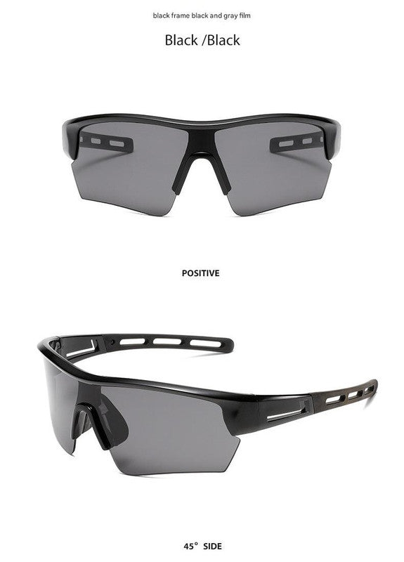 2 pcs Outdoor Sports Sunglasses - UV Protection HD Lenses for Cycling, Boating, Fishing（Black frame black gray film）