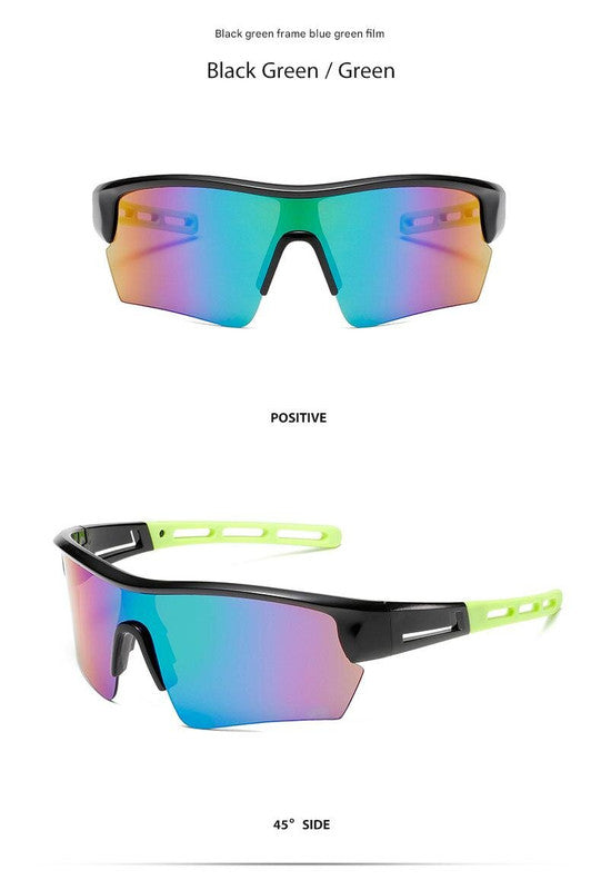 2 pcs Outdoor Sports Sunglasses - UV Protection HD Lenses for Cycling, Boating, FishingBlack green frame blue green film