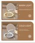 White Portable LED Makeup Mirror with Tricolor Lights - Rechargeable Folding Travel Mirror