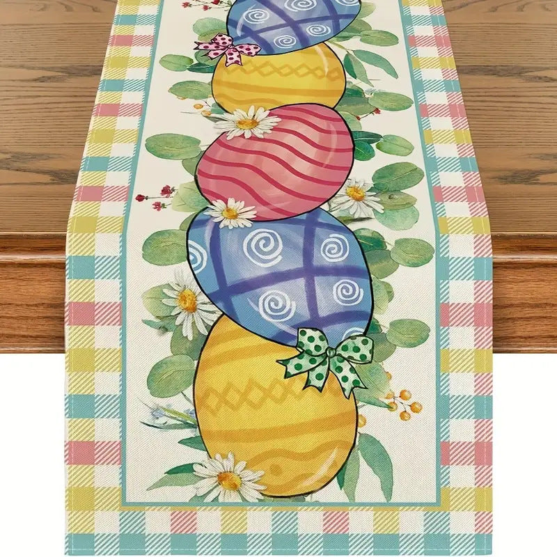 Easter Table Runner - Linen Bunny Decoration, 72-Inch Set of 2 Style 2