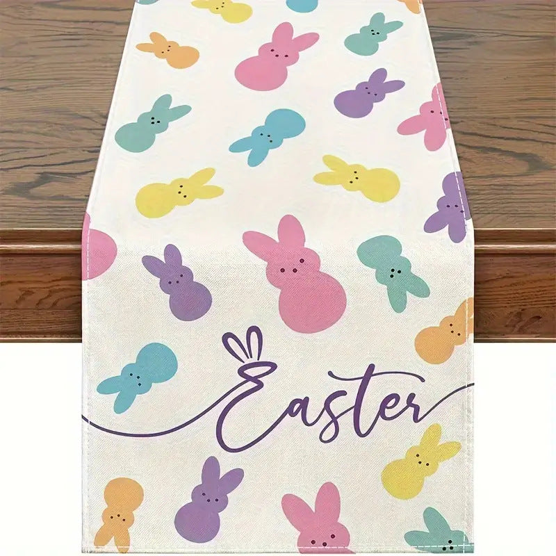 Easter Table Runner - Linen Bunny Decoration, 72-Inch Set of 2 Style 6