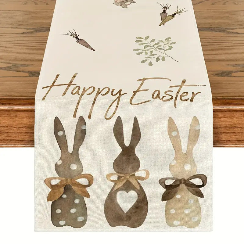Easter Table Runner - Linen Bunny Decoration, 72-Inch Set of 2 Style 12