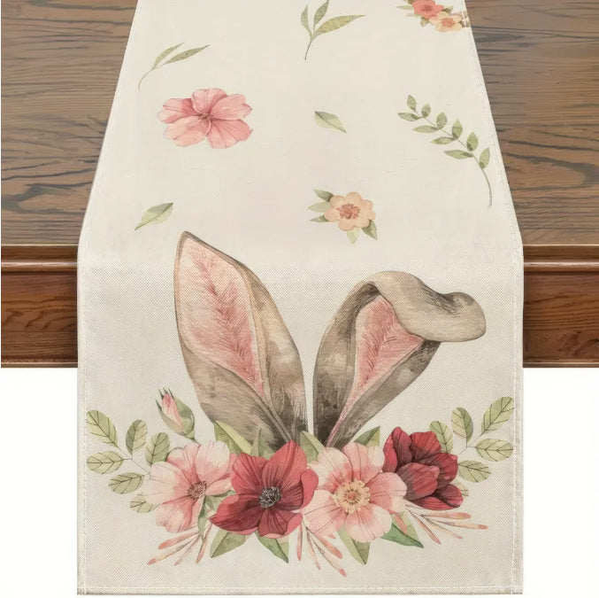 Easter Table Runner - Linen Bunny Decoration, 72-Inch Set of 2 Style 15